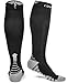 Compression Socks - Firm Knee High Graduated 20-30 mmHg - Foot Ankle Shin and Calf Support Sock - For Running Sports Travel & Recovery - Black or White