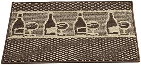 LamourBear Wine Durable and Decoration Pattern Kitchen Rug Polypropylene Fibre Doormat Hallway Doormat Entrance Mat Indoor Rug Non-slip Back Mat for Kitchen Decoration Door Mat Brown 18 X 27.5 In