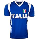 Icon Sports Boy's Italy Soccer Training Jersey, Youth Sizes, Italia Short Sleeve Shirt