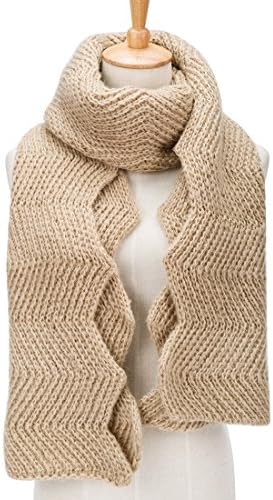 PORPRE Women's Fashion Thick Knit Long Twist Shoulder Scarf Warm Shawl (Khaki)