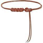BAOKELAN Women Knot Thin Belts Skinny PU Leather Belts Boho Waist Belt for Dresses