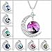 Linsh Dome Moon Howling Wolf Time Gems Pendant Necklaces Hollow Out Carved Fashion Jewelry(Style 4)