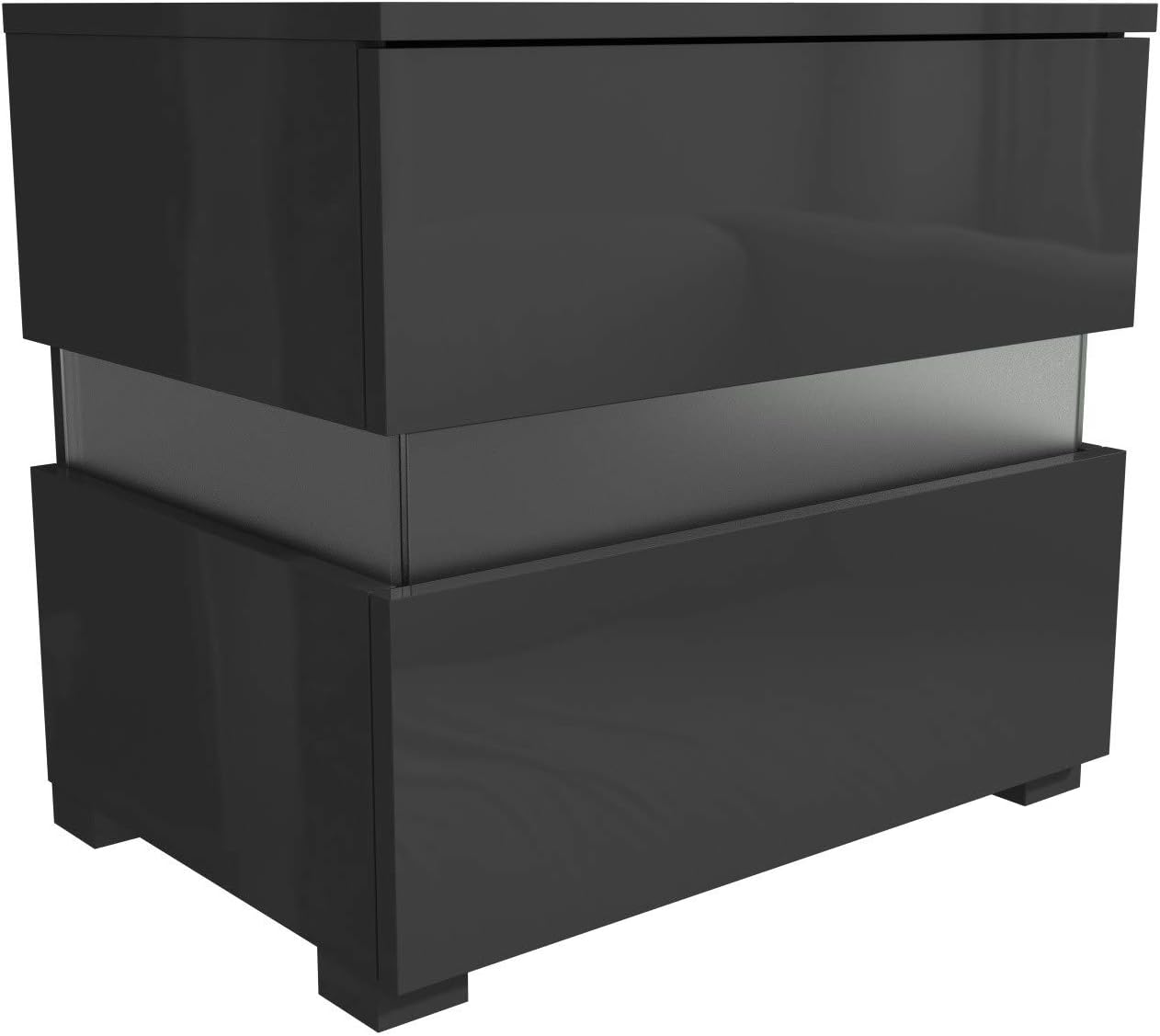 sense black high gloss bedside table with led light