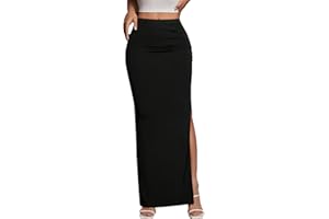 AirZeal Women's Maxi Skirt Ruched Side Slit Thigh Elegant Bodycon Pencil Skirts