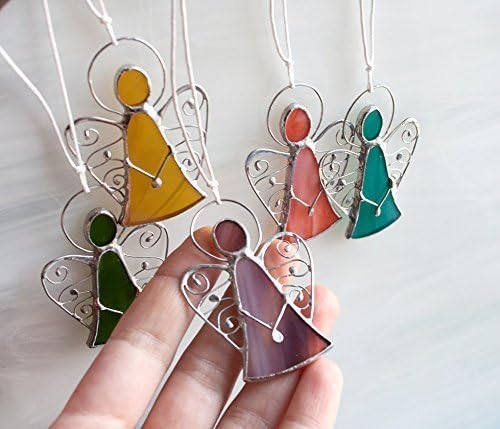Angel Gift, Necklace Pendant Jewelry Decor, Stained Glass Suncatcher, Silver Holiday Decor, Cute Cozy decore, Home Ideas, Artkvarta Jewelry