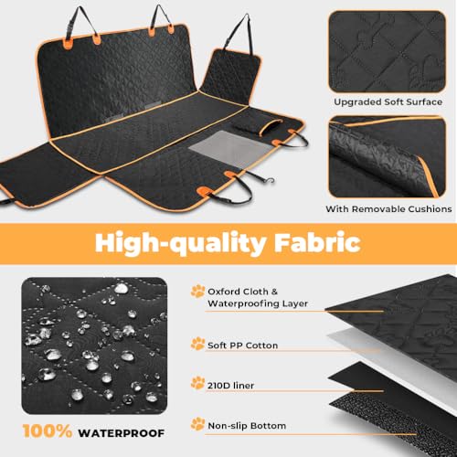 KYG Dog Car Cover with Additional Removable Cover Covers Car Seats for Dogs, Waterproof and Resistant Back Seat Protector with Mesh Window, Easy to Clean, Scratch Resistant