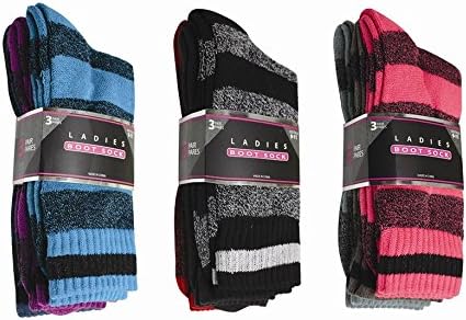 6 pair Ladies Boot Socks All Weather Comfort Blend Sock Thermal Interior