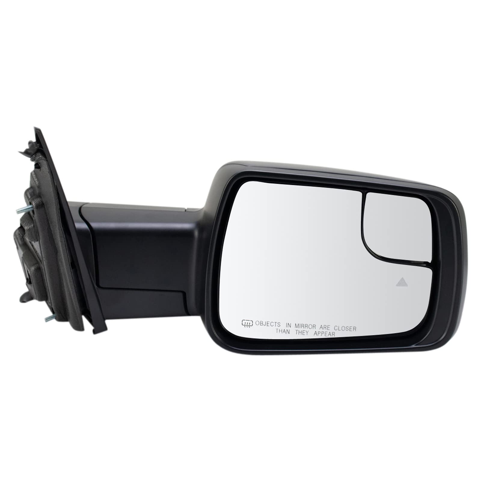 TRQ Passenger Side Mirror Power Heated Manual Folding Blind Spot Indicator Checkered Flag Style Compatible with 2020-2021 Ram 1500 CH1321521 68462884AA Image