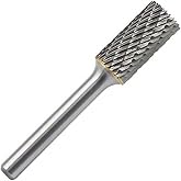 YUFUTOL SB-5 Tungsten Carbide Burr Cylinder Shape Double Cut Rotary Burrs File(1/2''Cutter Dia ， 1''Cutter Length) with 1/4'' (6.35mm) Shank Dia