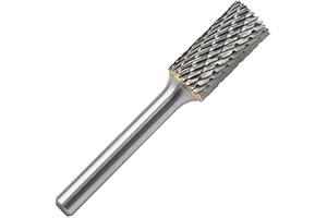YUFUTOL SB-5 Tungsten Carbide Burr Cylinder Shape Double Cut Rotary Burrs File(1/2''Cutter Dia ， 1''Cutter Length) with 1/4'' (6.35mm) Shank Dia