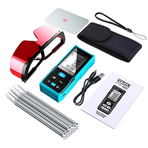 Rechargeable Laser Meter,VYTOOV Laser Tape Measure Electronic Angle Sensor Data Storage with Target Plate&Enhancing Glasses with Pythagorean Mode, Measure Distance, Area, Volume Calculation(164FT/50M) - Thumbnail 7