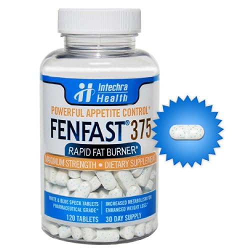 Fenfast 375 - Rapid Fat Burning Diet Pills With Increased Energy - White & Blue Speck Tablets 120 - Clinically... image