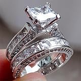 Yesido. Silver Plated Fashion Rings Shining Zircon Diamond Anniversary Rings For Women