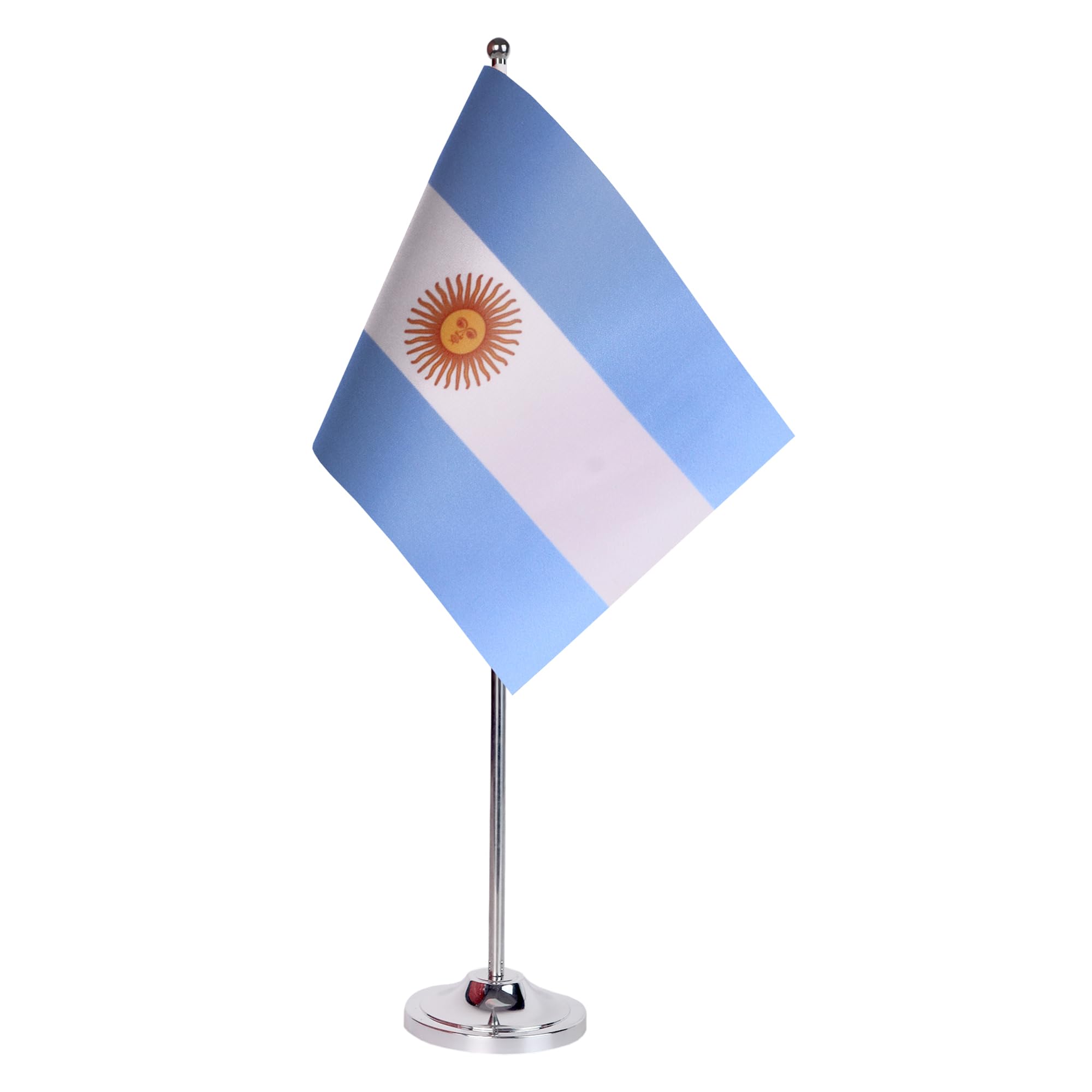 AZ FLAG Argentina Prestige Table Flag 6'' x 9'' - Argentine Office Decoration 100% Satin 22 x 15 cm - Desk Flag with Steel Pole and Base