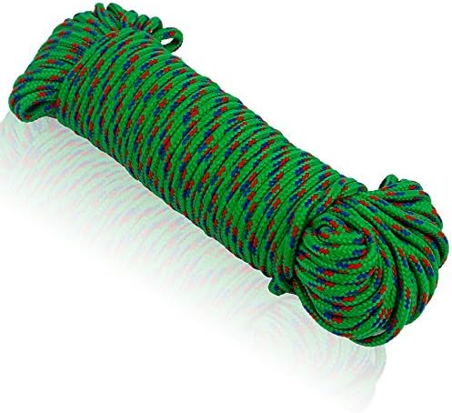 Braided Utility Rope Nylon Cord Polypropylen 100 ft 5mm by SPURBO SPORTS (Green)