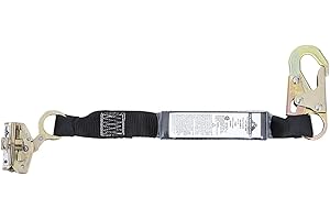 PeakWorks E4 Shock Absorbing Fall Arrest Lanyard Connector - Single Leg, Snap Hook & ADP Rope Grab - CSA Compliant Fall Prote