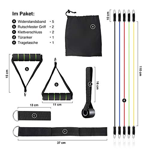 Exercise Resistance Bands Set Strength Training Fitness Set Up to 100lb with Resistance Tubes, Handles, Ankle Straps, Door Anchor Home&Gym Workout Yoga Equipment Stackable Band Set For Men/Women