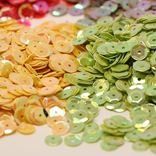 VAPKER 15 Colors 6mm Loose Sequins Rainbow Cup Sequin Bulk Iridescent Spangles Craft Supplies Assorted Colors for DIY Arts Crafts Making(150Gram)