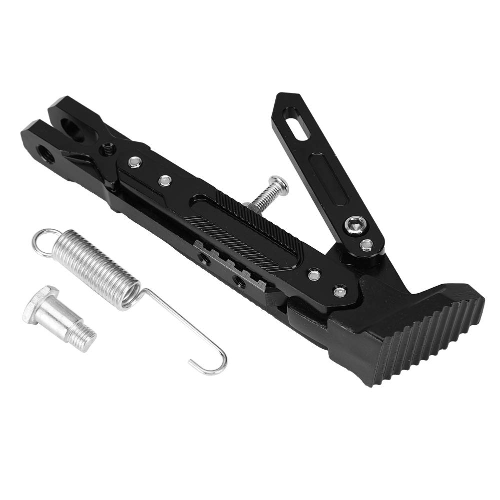 Aramox Motorcycle Kickstand, Motorcycle Accessories Motor Scooter Modified CNC Aluminum Alloy Adjustable Tripod Kickstand Foot Side Support Stand