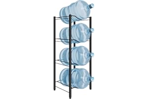 mocomax 5 Gallon Water Jug Rack, 4 Tier Detachable Water Bottle Holder Storage Organizer Shelf, Heavy Duty Water Jug Dispenser Stand for Kitchen, Office, Home, Black