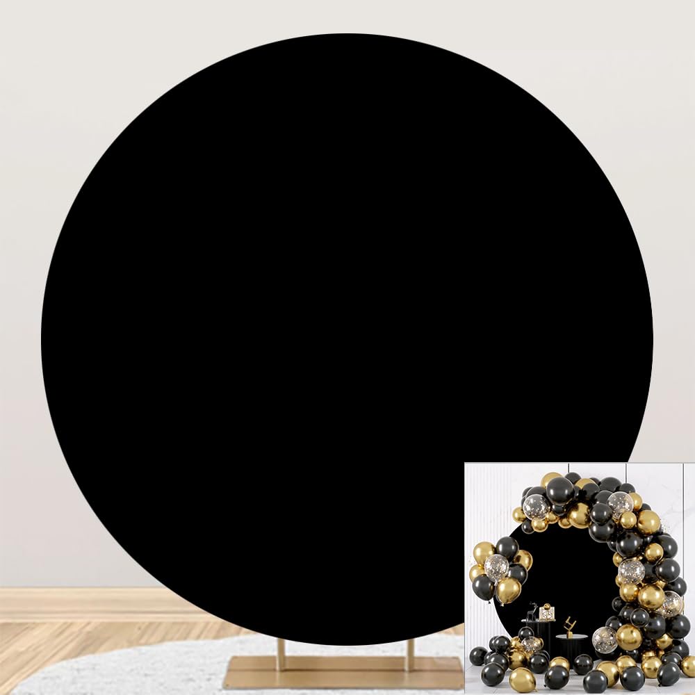 SDOTPMT Diameter 5ft Pure Black Round Cover, Abstract Solid Color Circle Backdrop, Adults art Portrait Photo Photography, Magic Show, Funeral, Events Party Background, Video Shooting, Studio Props