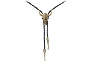 AZORA Western Cowboy Bolo Tie Men Leather Necktie Rope Cord Bull Skull Bola Tie for Women