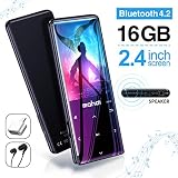 MYMAHDI MP3 Player with Bluetooth 4.2, Touch Buttons with 2.4 inch Screen, 16GB Portable Lossless Digital Audio Player with FM Radio, Voice Recorder, Support up to 128GB, Black
