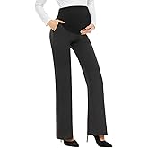 Tapata Women's Maternity Pants 28" 30" 32" Bootcut Dress Pants with Pockets Over Belly Pregnancy Work Pants Over-Bump Casual