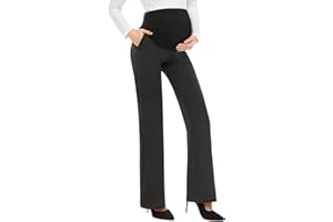 Tapata Women's Maternity Pants 28" 30" 32" Bootcut Dress Pants with Pockets Over Belly Pregnancy Work Pants Over-Bump Casual