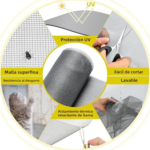Mosquito Nets for Magnetic Windows 150 × 180cm Fiberglass Mesh, Window Frame with Full Magnetic Band, Cuttable Magnetic Window Mosquito Net