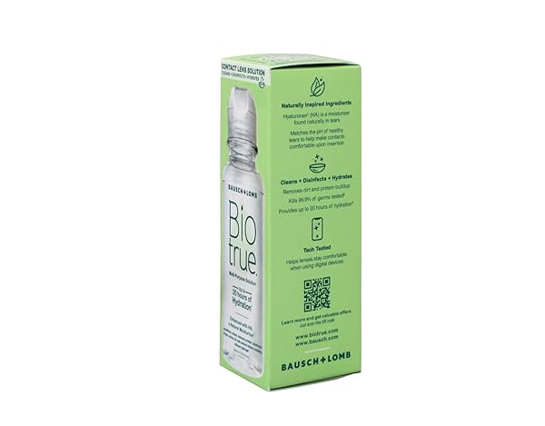 BIOTRUE CONTACT SOLUTION, MULTI-PURPOSE LENS SOLUTION FOR SOFT LENSES, CLEANS, DISINFECTS, REMOVES PROTEIN BUILD-UP, DIRT & DEBRIS, HYDRATES, STORES & CONDITIONS CONTACTS, 2 FL OZ