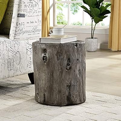 FirsTime & Co.® Gray Arbor Log Table, American Crafted, Weathered Gray, 15 x 14 x 17 51yZqqc4IYL