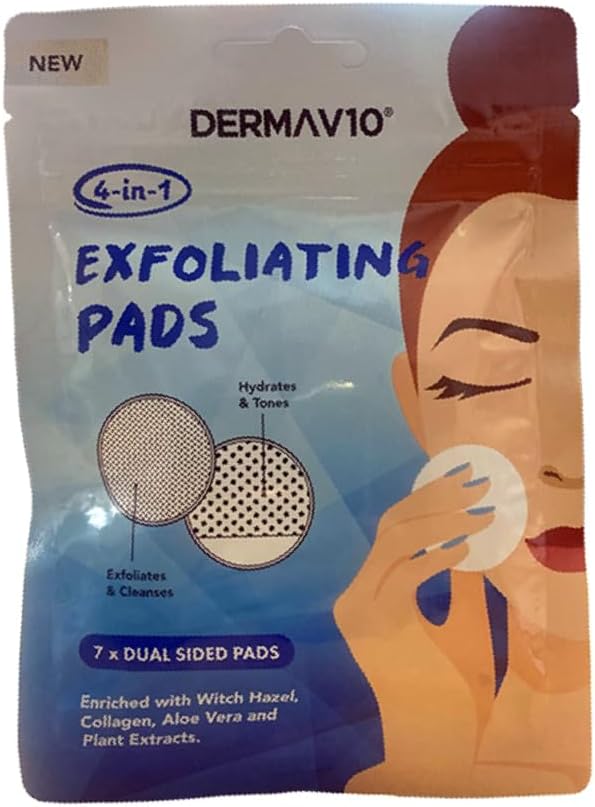 Healthpoint Derma V10 Exfoliating Microfibre Pads 7pk Witch Hazel Aloe Vera