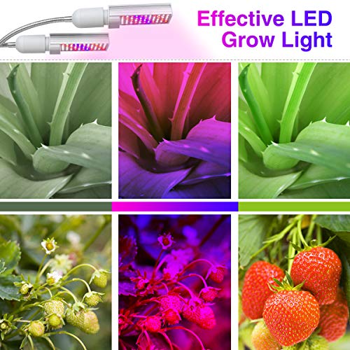LED Grow Light for Indoor Plant, Relassy 45W Upgraded Full Spectrum Grow Lamp, Dual Head Gooseneck Plant Ligh with Replaceable Bulb,Double Switch, Professional for Seedling Growing Blooming Fruiting - Thumbnail 5