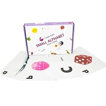 Small Alphabets Hungry Brain Educational Flash Cards for Enhancing Early Learning of Your Baby