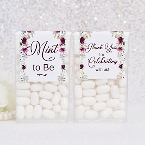 24 Burgundy Floral Tic Tac Labels, Bridal Shower Tic Tac Stickers, Tic Tac Favors, Mint to Be Favor Labels,Favor Tic Tac Labels