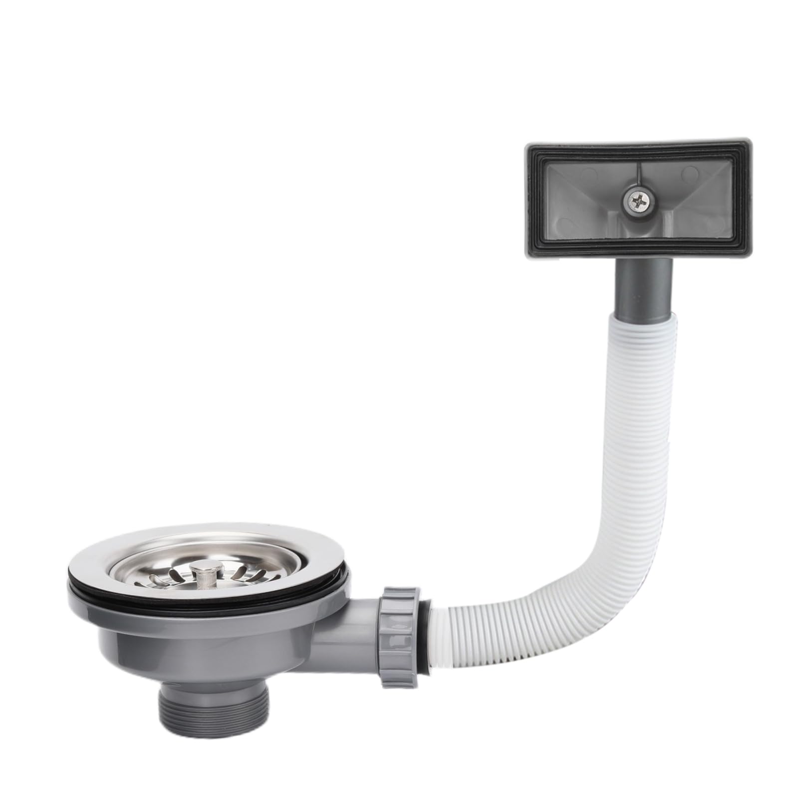 Kitchen Sink Waste Kit,SopimusZ Stainless Steel Sink Overflow Kit, 114mm Kitchen Sink Strainer,with Overflow Pipes & Square Drain Cover