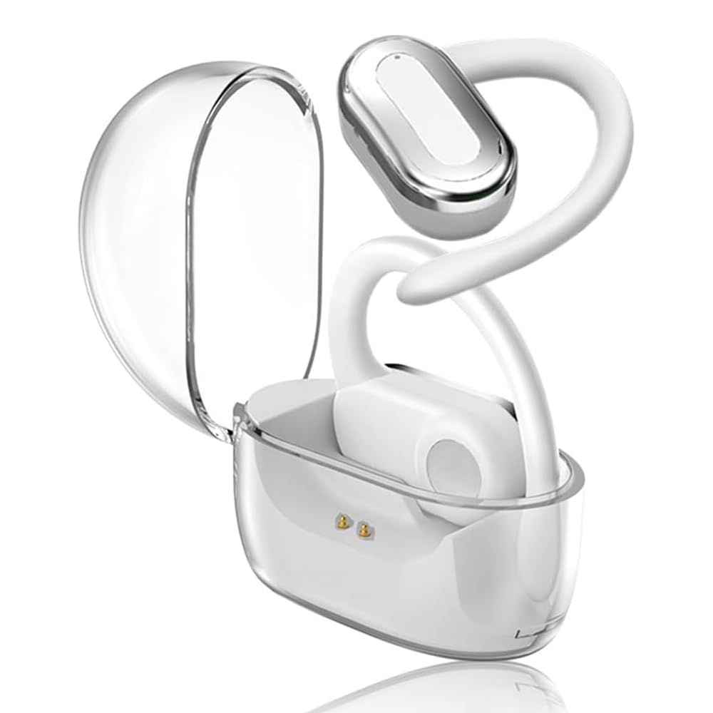 SLuB Open Ear Bluetooth Headset, Bluetooth Wireless Sports Headset, Air Conduction, Bluetooth 5.3, IPX5 Water Resistant, For Running, Fitness and Gaming (White)