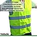 Safety Reflective Vest (ULTRA HIGH VISIBILITY BRIGHT NEON YELLOW) Perfect for Running, Jogging, Walking, Construction, Cycling, Motorcylcle Riding, and More!