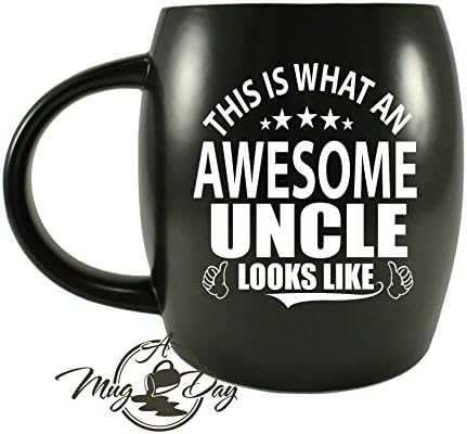 Mug A DayMUG A DAY 16oz Large Thick Barrel Mug Awesome Uncle Looks Like Funny Uncle Tio Gift Ideas from Niece Nephew Fathers Day Christmas Novelty Gag Coffee Mug Tea Cup - Black