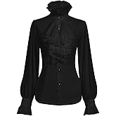 SUNGDOGIN Womens Victorian Vintage Long Sleeve Shirt Ruffle Stand Collar Blouse Gothic Medieval Tops