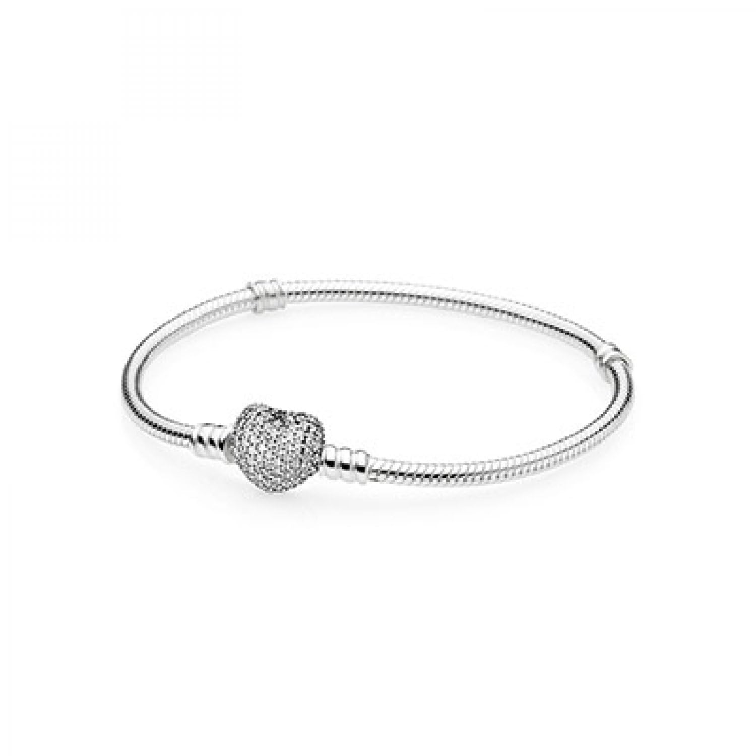 Pandora Icons Silver bracelet with heart-shaped clasp and cubic zirconia, 20 — image 1