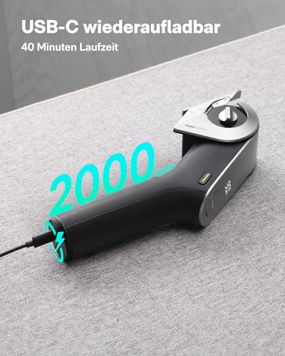 HOTO EdgeFlow Elektrisch Kartonschneider mit Titanklinge & LED-Display, Elektrische Schere, Selbstschleifend & Werkzeugloser Einfacher Klingenaustausch, Sicherheitsriegel für Karton, Teppich, Leder