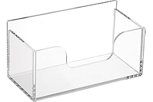 BTSKY 1 Pack Acrylic Index Card Holder Display Stand - 3X5 Inch Notecard Box Recipe Organizer, Clear Index Card Case for Office Desk Recipe Notecard Storage Box, Photo Holder Organizer