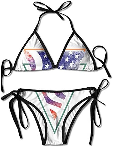 FRICSTAR Bikini Swimsuit Celebrate Irish Heart American Flag Day Womens Two Piece Push Up Bathing Suits