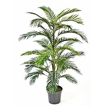 artplants - Künstliche Areca-Palme Jennica im Zementtopf, 32 Palmwedel, 120 cm - Kunstpalme/Dekopalme
