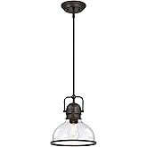Westinghouse 6132100 Boswell Vintage-Style One Light Indoor Pendant, Black-Bronze Finish, Clear Seeded Glass