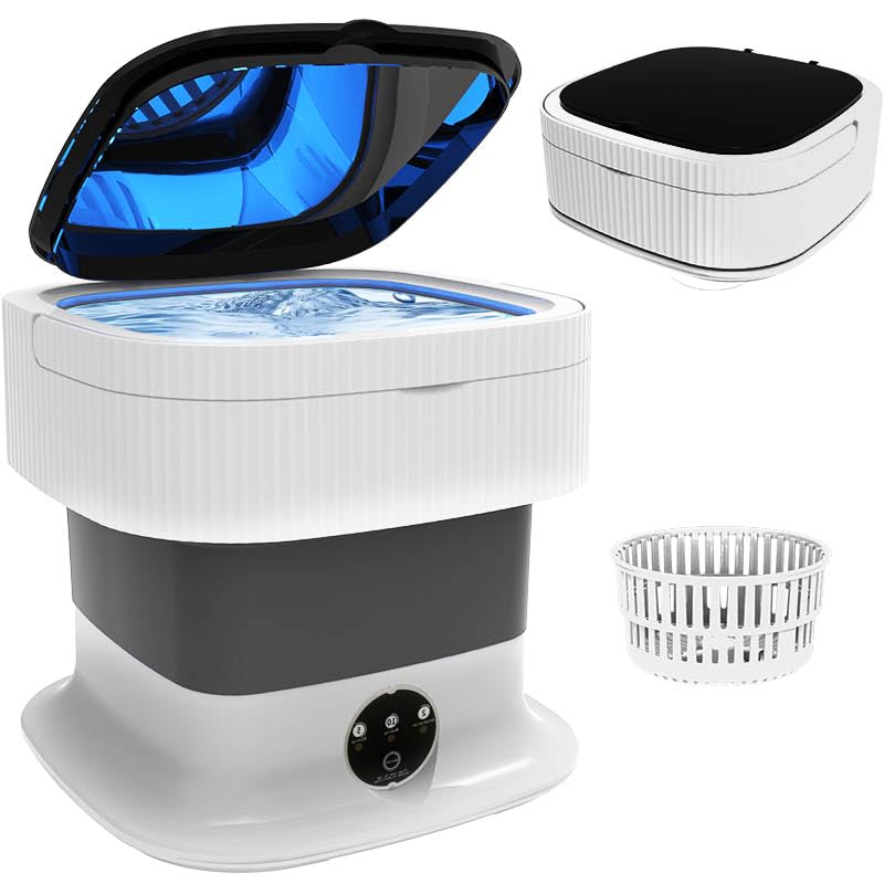 Photo 1 of ***NO WATER STOPPER***Portable Washing Machine, 15L Foldable Mini Washer & Spin Dryer, Collapible Compact Washer, Small Folding Laundry Washing Machine, Socks, Baby Clothes, Underwear, Dorm, Camping, Apartment, RV, Grey