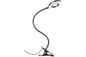 Woputne Desk Clip on Lamp for Reading Home Office, 10 Dimmable Brightness 3 Modes, Clamp Light for Bed Headboard, Craft