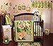 NoJo Jungle Babies 9 Piece Nursery Crib Bedding Set, Green/Yellow/Tan/Brown